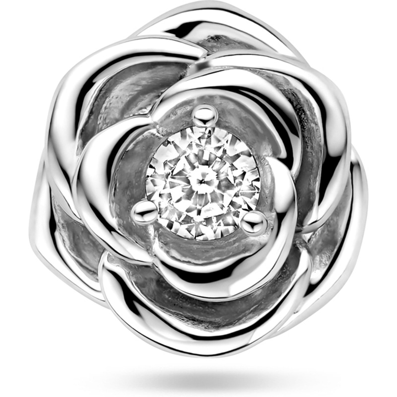 884064 Zilveren hanger met roos zirkonia