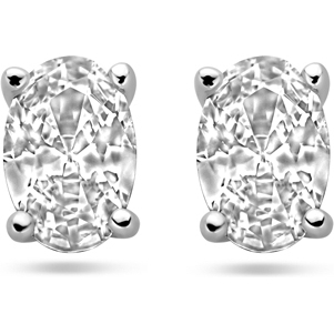 884068 Zilveren oorknopjes met ovaal zirkonia 6 mm