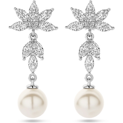 oorhangers barok parel en zirkonia zilver gerhodineerd