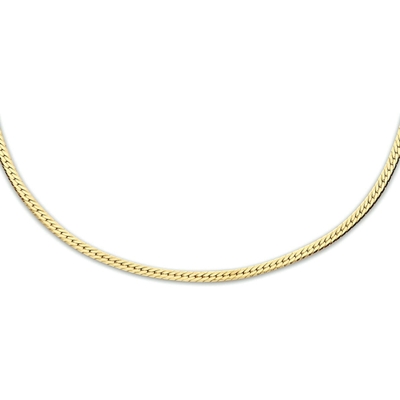 collier slang plat 17 mm 40 5 cm 3 micron zilver verguld geel