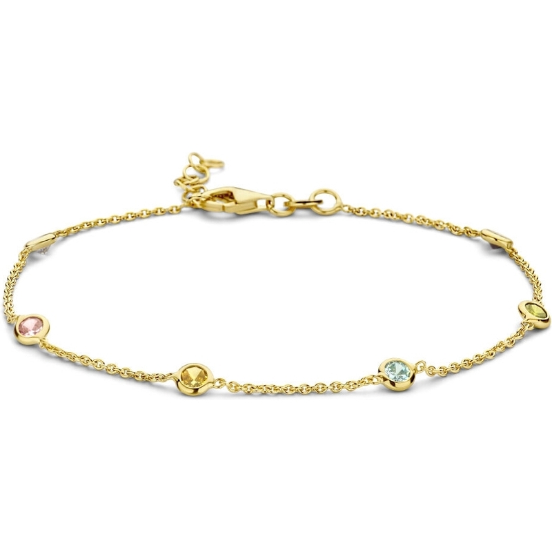 Treasure Collection 883979 Goudkleurige armband met kleur zirkonia 18-20 cm