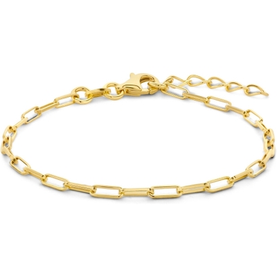 armband paperclip vierkante buis 23 mm 155  25 cm 3 micron zilver verguld geel