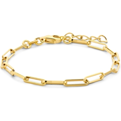 armband paperclip vierkante buis 30 mm 155 25 cm 3 micron zilver verguld geel