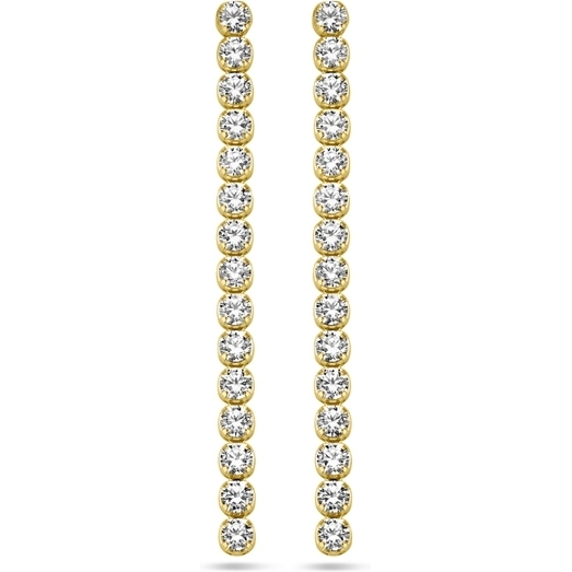 885669 Goudkleurige oorhangers met zirkonia 3 mm