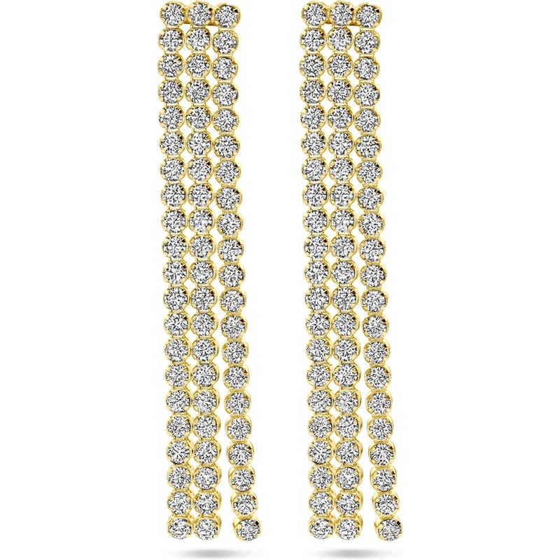 885672 Goudkleurige oorhangers met zirkonia 50 mm