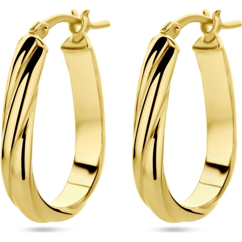 885689 Goudkleurige oorringen gedraaid 24 mm