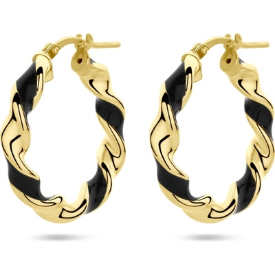 oorringen gedraaid zwart emaille 1 micron zilver verguld geel