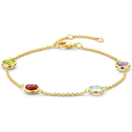 armband kleurstenen 17 - 185 - 20 cm 3 micron zilver verguld geel