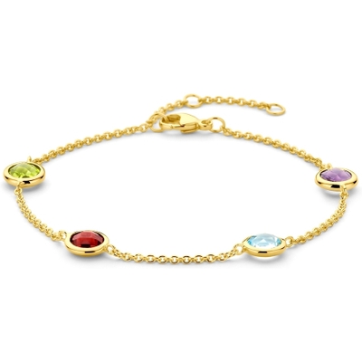 armband kleurstenen 17 - 185 - 20 cm 3 micron zilver verguld geel