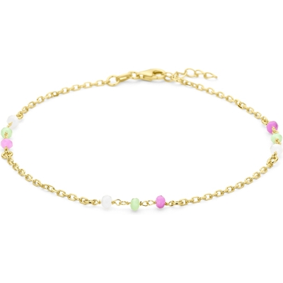 enkelbandje meerdere kleuren kristal bolletjes 24 2 cm 3 micron zilver verguld geel