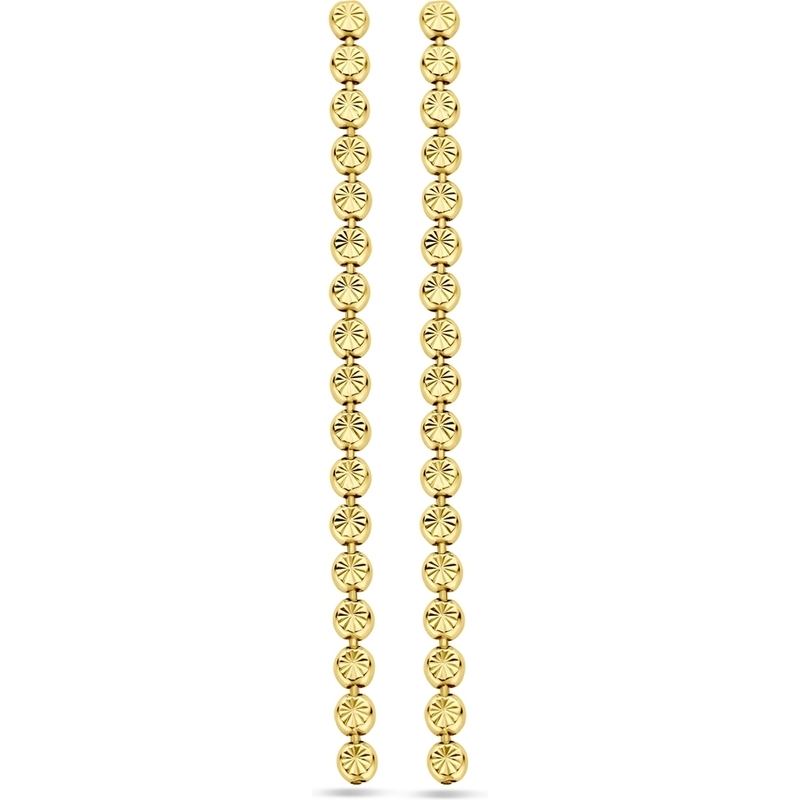 885683 Goudkleurige oorhangers gediamanteerd 55 mm