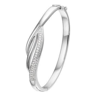 bangle scharnier zirkonia 9 x 60 mm zilver gerhodineerd