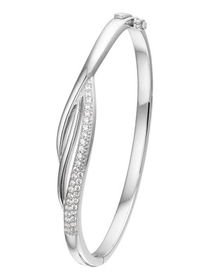 bangle scharnier zirkonia 9 x 60 mm zilver gerhodineerd
