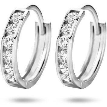 Treasure Collection TC-23342 14 karaat witgouden creolen met zirkonia 11 mm