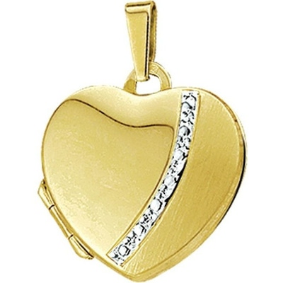 medaillon hart bicolor gestift 14K geelgoud