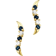 oorknoppen saffier en zirkonia 14K geelgoud
