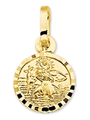 hanger christoffel mat gediamanteerd 14K geelgoud