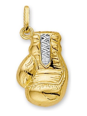 hanger bokshandschoen bicolor gestift 14K geelgoud