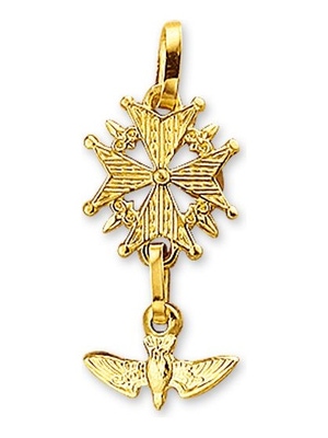 hanger hugenoot kruis massief 14K geelgoud