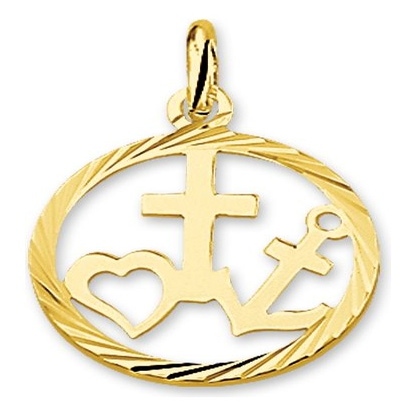 Treasure Collection TC-881296 14 karaat gouden hanger geloof, hoop en liefde
