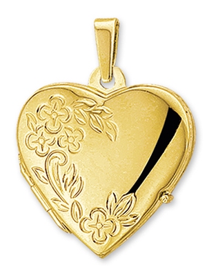 medaillon hart gravure polimat 14K geelgoud