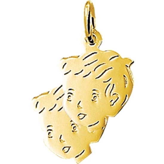 884856 14k gouden hanger twee jongens 20 mm