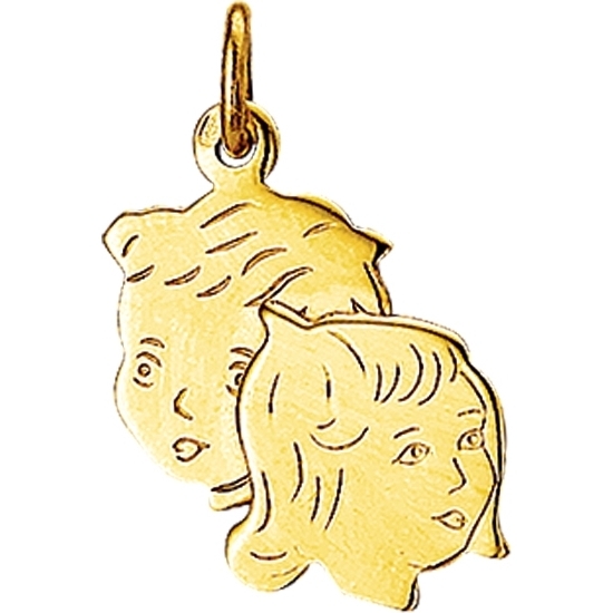 884858 14k gouden hanger jongen en meisje 20 mm