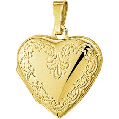 medaillon hart gravure 14K geelgoud