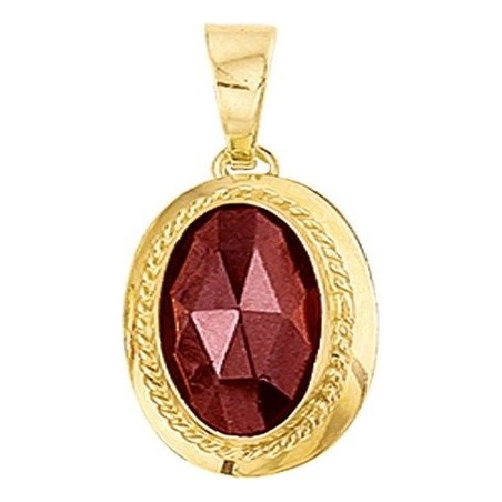 Treasure Collection TC-881611 14 karaat gouden hanger met granaat 17,5 mm