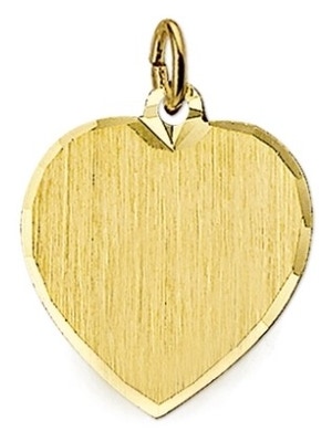 graveerhartje mat gediamanteerd 14K geelgoud