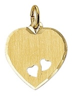 graveerhartje mat gediamanteerd 14K geelgoud