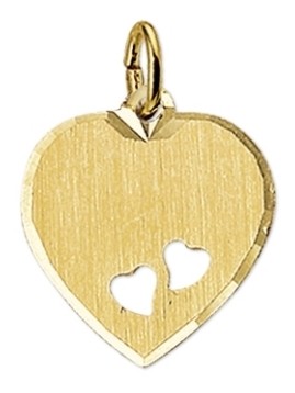 graveerhartje mat gediamanteerd 14K geelgoud