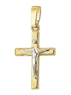 hanger kruis corpus bicolor gestift 14K geelgoud