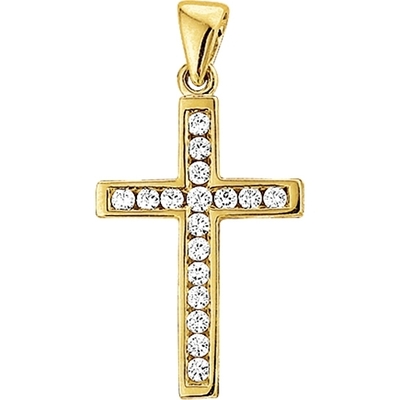hanger kruis zirkonia 14K geelgoud