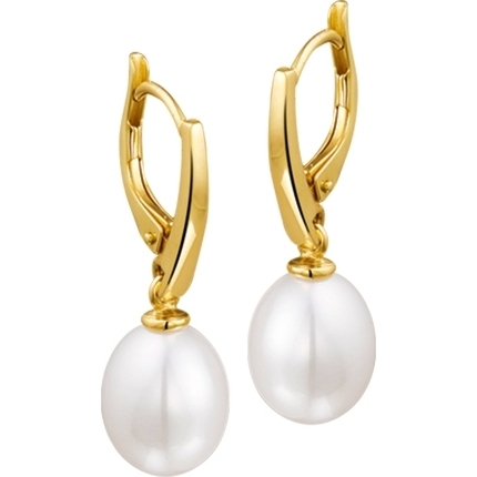 885728 14k gouden oorhangers met parel brisurehaak
