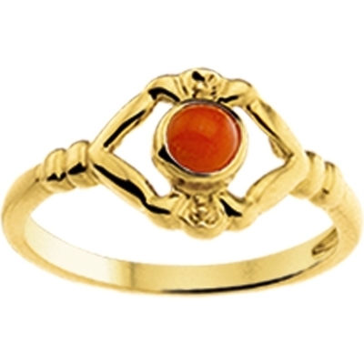 884261 14k gouden kinderring met rode koraal