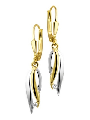 oorhangers zirkonia brisur haak 14K geelgoud