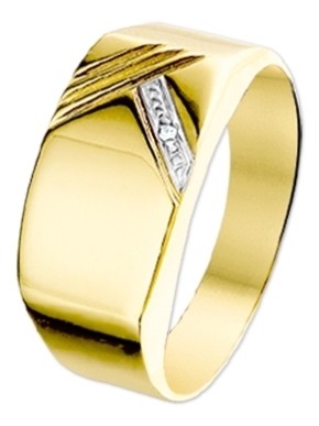 Treasure Collection TC-35528 14 karaat gouden herenring met 0,005 ct diamant