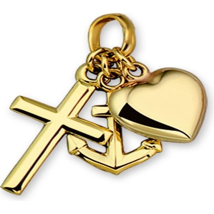 Treasure Collection TC-881315 14 karaat gouden bedel geloof, hoop en liefde 22 mm
