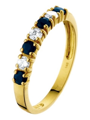 Treasure Collection TC-54773 14 karaat gouden ring met saffier en zirkonia