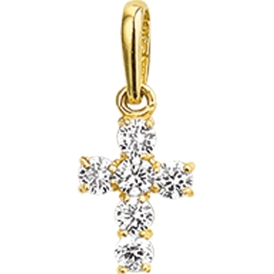 hanger kruis zirkonia 14K geelgoud