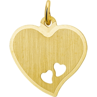graveerhanger hart mat gediamanteerd 14K geelgoud