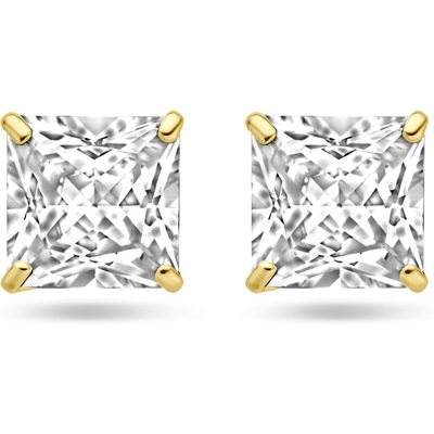 oorknoppen zirkonia 6 mm 14K geelgoud