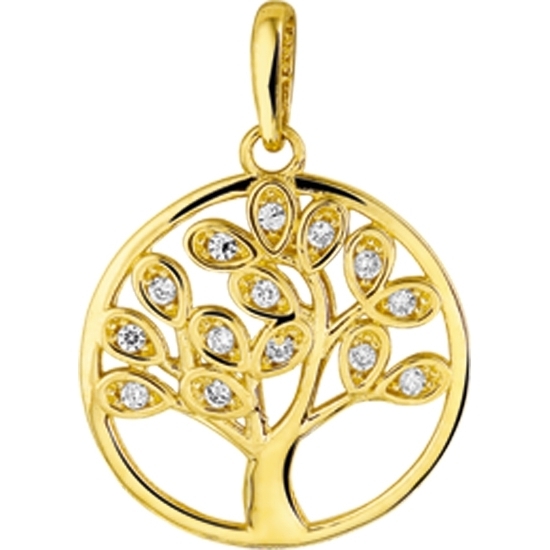 884894 14k gouden hanger levensboom met zirkonia