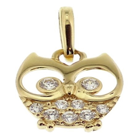 Treasure Collection TC-881324 14 karaat gouden hanger uil met zirkonia 9 mm