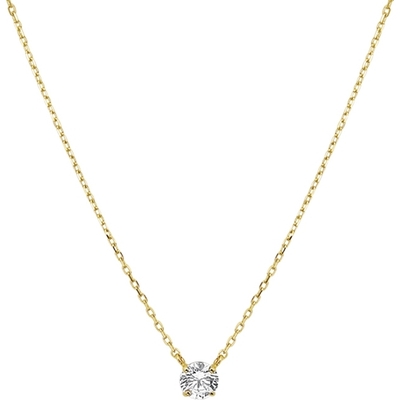 collier zirkonia 08 mm 42 cm 14K geelgoud