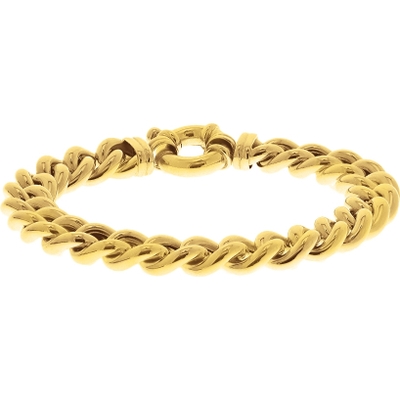 armband gourmette 105 mm 20 cm met groot springslot 14K geelgoud
