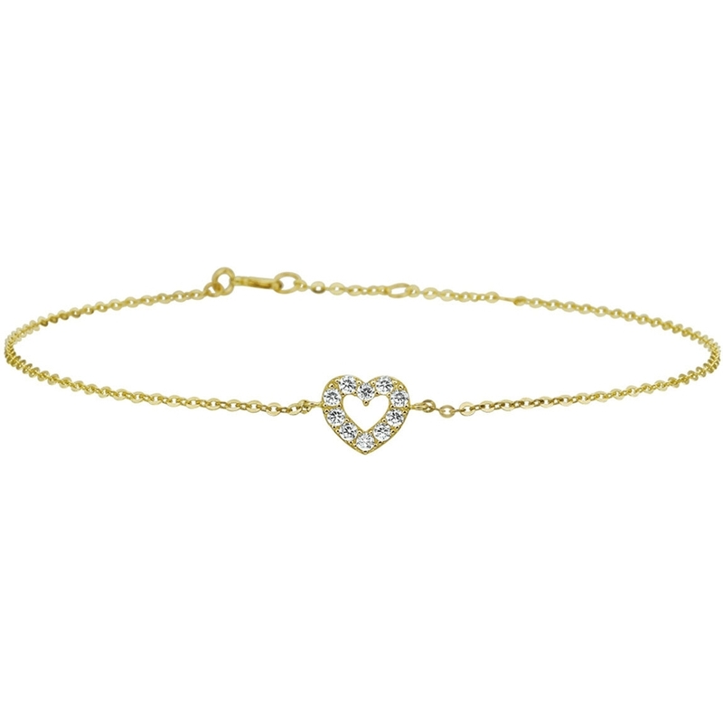 Treasure Collection 883907 14k gouden armband met hartje en zirkonia