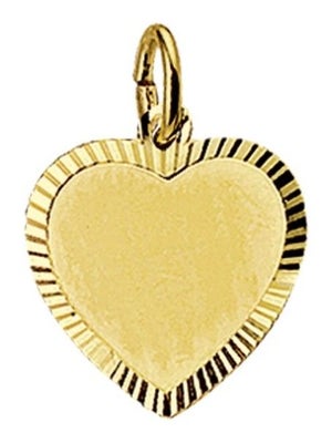 graveerhartje mat gediamanteerd 14K geelgoud