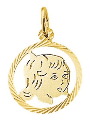 hanger meisje gediamanteerd 16 mm 14K geelgoud
